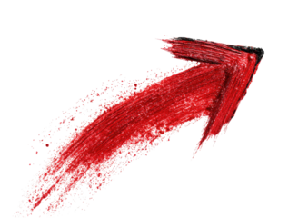 Red, textured arrow pointing upward