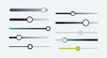 Vector Icons Set of A diverse collection of modern user interface slider bar elements for web design. EPS Editable