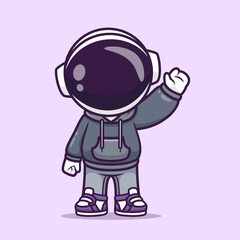 Cute Astronaut Wearing Hoodie Cartoon