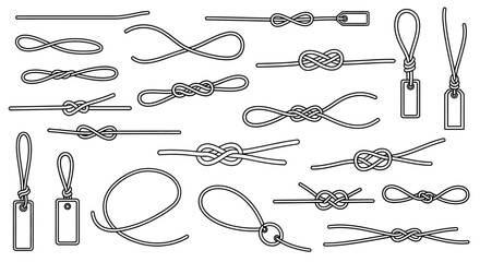 Vector Icons Set of Hand Drawn Vector Set of Various Rope Knots and Loops. EPS Editable