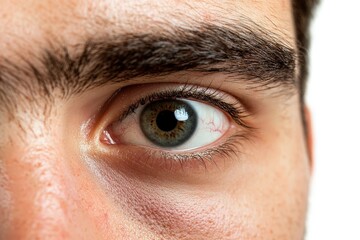 Fototapeta premium Close-up view of a person's eye and forehead.