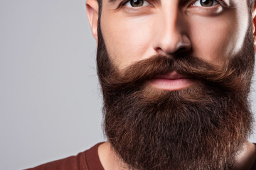 Obraz premium close up of a man with a well groomed beard. Generative ai