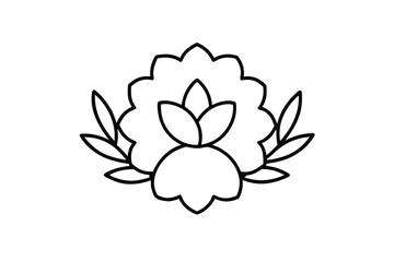 floral badge vector line art flower silhouette
