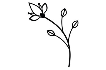 floral stem vector line art flower silhouette