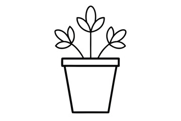 garden flower pot vector line art flower silhouette
