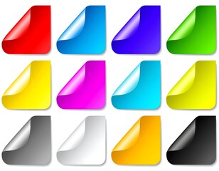 Colorful Rolled Corners Stickers for Web Design and Graphic Elements