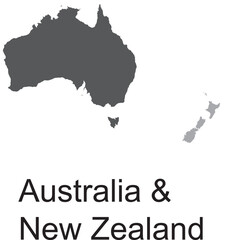 Obraz premium Flat Map of Australia and New Zealand – Oceania Grey Palette, Vector, Editable, Isolated, Political and Geographic Map