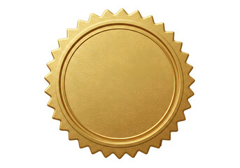 Golden oval seal with serrated edge isolated on transparent background