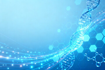 DNA double helix on blue background