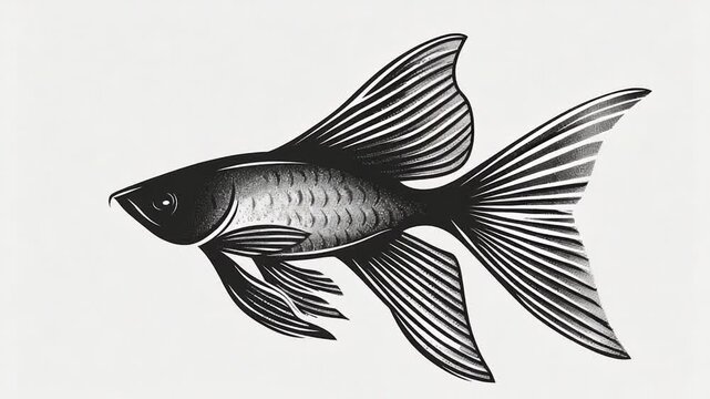 video A simple illustration of a fish in monochrome tones