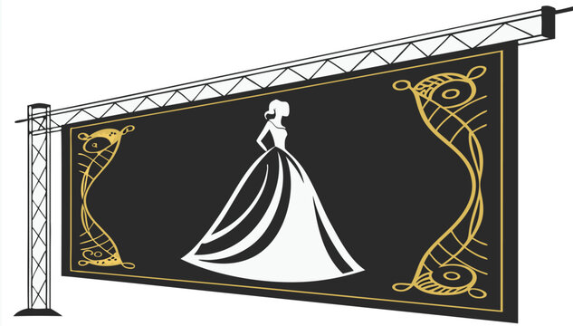 Elegant woman in gown ad on billboard, a vector art design for branding, wedding, fashion, beauty, and upscale event promotions for modern businesses