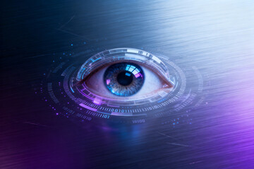 Futuristic eye with digital interface