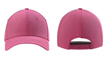 Front and back view of a bright pink baseball cap