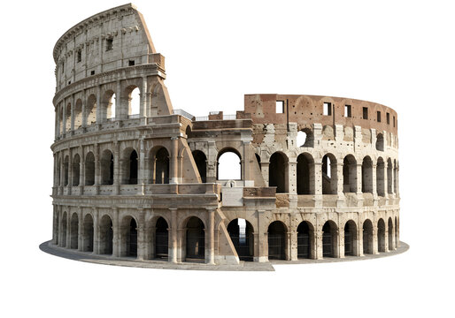 Ancient roman colosseum architectural model isolated on transparent background