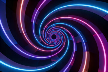 Neon spiral light pattern
