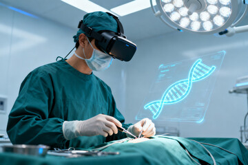 Surgeon using vr in operating room