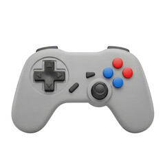 Illustration of gray gamepad isolated on transparent background a modern controller for video games with colorful buttons and black directional pad