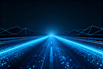 Abstract digital highway with glowing lines