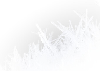 PNG transparent winter snow border with icy frost pattern, shining white flakes, crystal decoration, cold frozen design, festive texture for Christmas greeting cards and seasonal compositions.