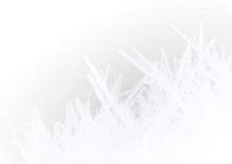 PNG transparent winter snow border with icy frost pattern, shining white flakes, crystal decoration, cold frozen design, festive texture for Christmas greeting cards and seasonal compositions.