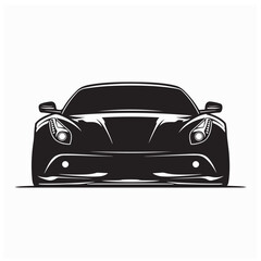 Luxury Sports Car Front Silhouette Vector on white background