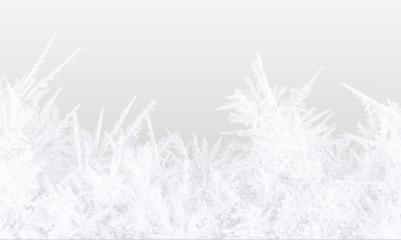 PNG frosty ice snowflake pattern on transparent background with shining crystal sparkle, elegant white border and cold winter texture for holiday greeting designs and decorations
