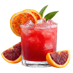 Refreshing Red Orange Cocktail with Ice and Orange Slices
