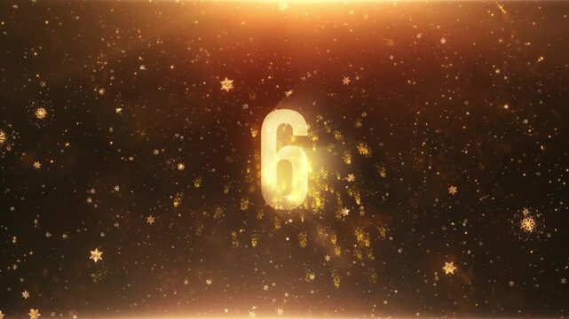 Ten seconds countdown timer to Happy new year 2026 goldent glittering light motion text with glow firework particles abstract background.Isolated alpha channel Apply prores 444