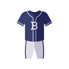 A crisp vector illustration showcasing a classic dark blue baseball uniform, complete with a jersey featuring a white 'B' emblem and matching white pants.