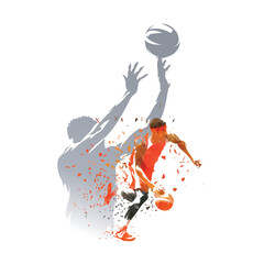 Basketball sport collage, group of basketball players, isolated vector illustration