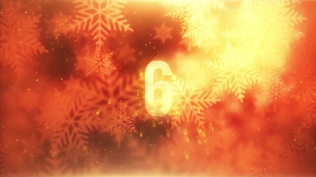 Ten seconds countdown timer to Merry Christmas and Happy new year 2026 goldent glittering light motion text with glow flow snowflakes abstract background.Isolated alpha channel Apply prores 444