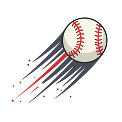 A dynamic illustration captures a classic baseball in rapid motion, streaking across a clean white background, symbolizing speed, power, and the thrill of the game.