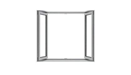 Sleek minimalist window frame against pure white backdrop, showcasing clean lines and modern design,  bright,  lines