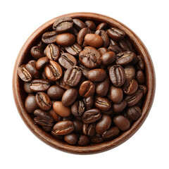 Premium Roasted Coffee Beans in White Bowl Isolated on Background for Professional Cafe Marketing