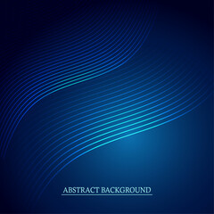 Dynamic Abstract Digital Background with Two Bands of Luminous Blue Wavy Lines on a Dark Gradient