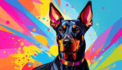Vibrant dog portrait with bold colors