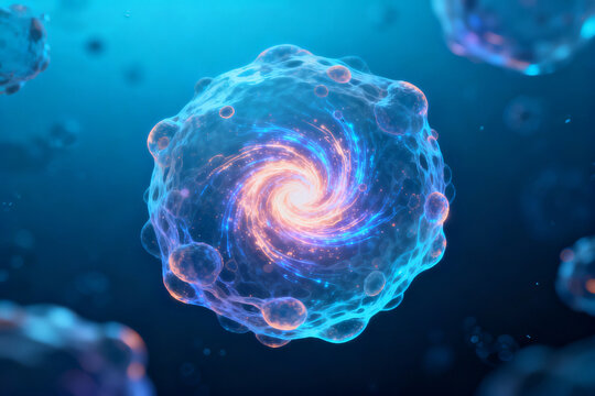 Abstract glowing spiral in blue