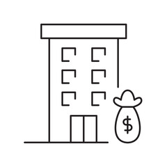 Company investment line icon, business building outline, finance and capital.