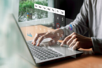 Scheduling and planning business goals using a calendar interface