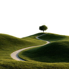 Scenic Serpentine Walking Trail Meandering Across Emerald Landscape