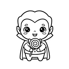 Vampire boy cartoon character outline illustration