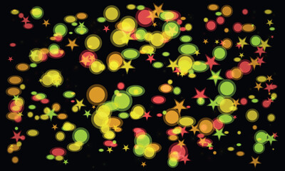 Abstract Background with Stars and Circles on Black for Celebration
