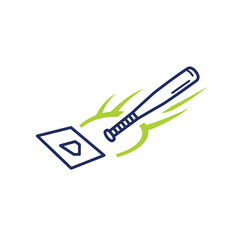 This vibrant vector graphic depicts a baseball bat connecting with home plate, symbolizing the excitement and competitive spirit of the sport.