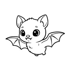 Cute bat flying Halloween outline illustration