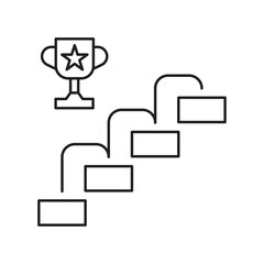 Career path line icon, success steps outline, growth and achievement concept.