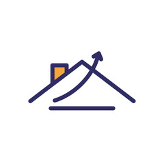 This modern icon illustrates the concept of increasing property value and successful real estate investments, symbolizing growth in the housing market.