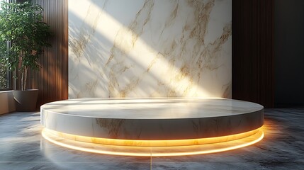 Fototapeta premium Modern Display Pedestal with Ambient Lighting in a Luxurious Setting