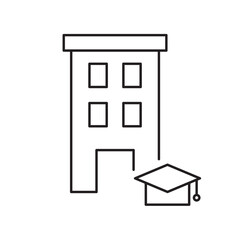 Education building line icon, school institution outline, academic and learning concept.
