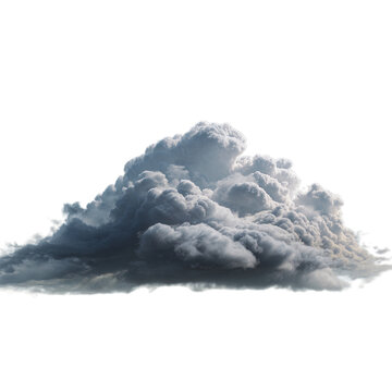 Thick rolling fog cloud. Isolated white background. Png format