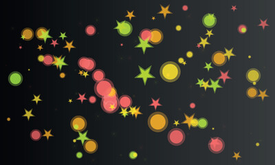Colorful Stars and Circles on Dark Background festive abstract wallpaper